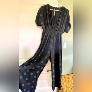 Madewell Sz Small Petite Black Polka Dot Jacquard Jumpsuit